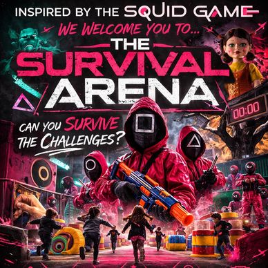 Poster for a Squid Game-inspired survival arena challenge event.