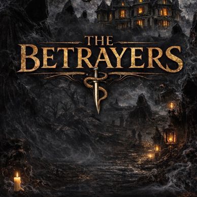 Dark, eerie cover art for "The Betrayers" featuring a haunted mansion and glowing lanterns.