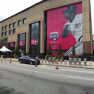 Commercial building and window wrap installation for the MLB All-Star Game in Cincinnati. 