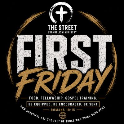The Street Evangelism Ministry First Friday event logo.