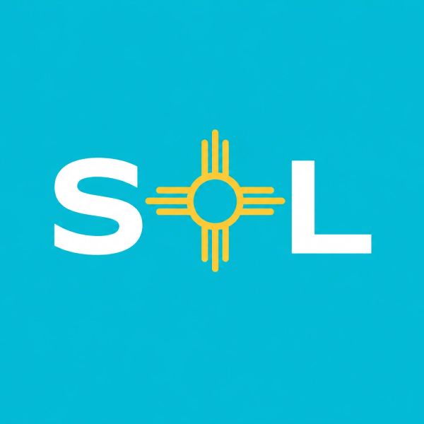Word 'SOL' with a sun symbol as 'O' on a blue background.