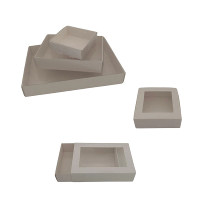 White cookie boxes of different varieties 