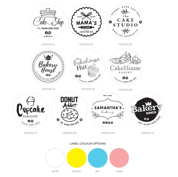 Mono print sticker template and colour options