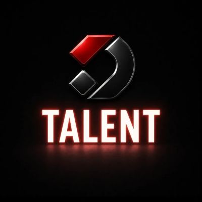 Logo with the word 'TALENT' and a red and black design.