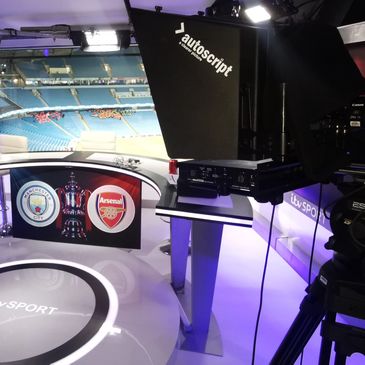 autocue on camera - football