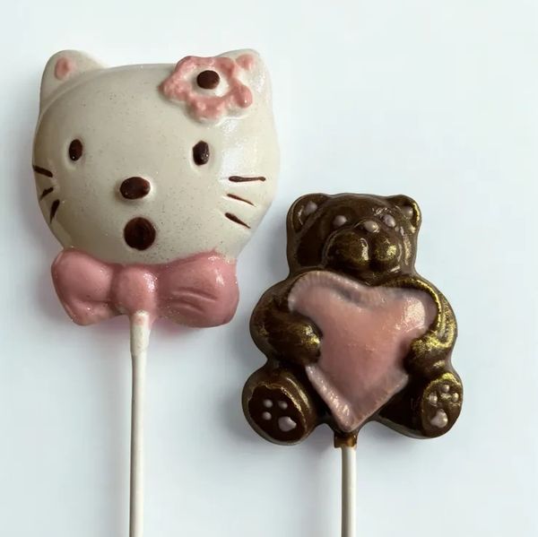Cat and teddy bear shaped gourmet pops