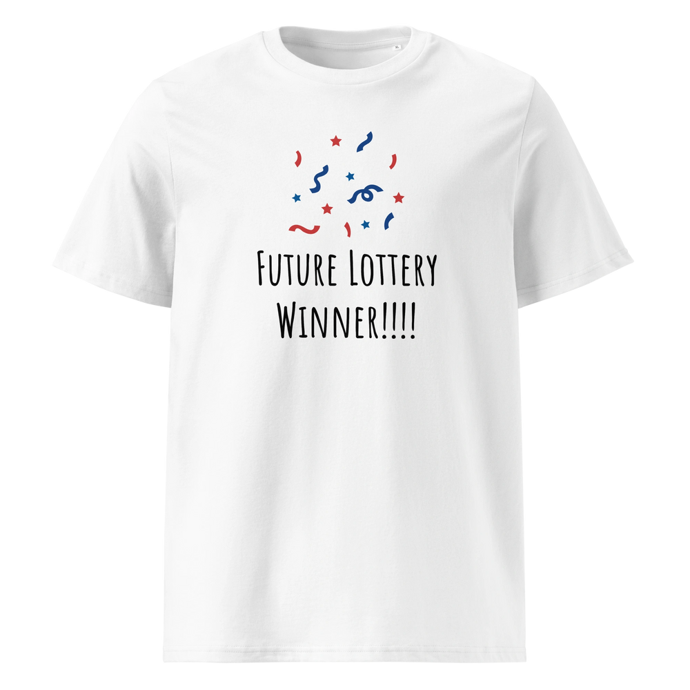 Lottery-themed T-shirt.