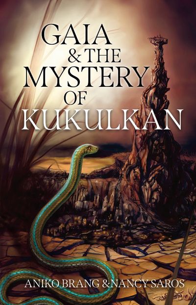 Teenage garter snake, Gaia, looking at the forbidden, ancient rock tower called Kukulkan.