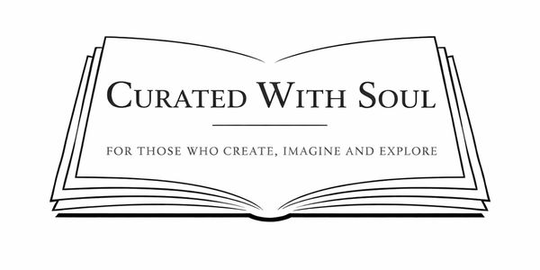 An open book illustration with the phrase 'Curated With Soul'.