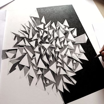 In the process image of a stippling drawing