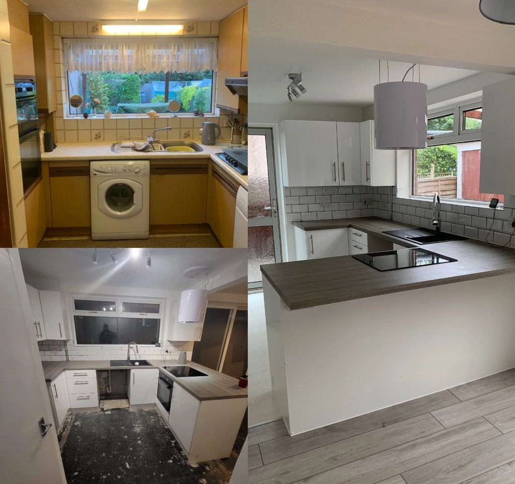An outdated kitchen remodeled and transformed an modernised