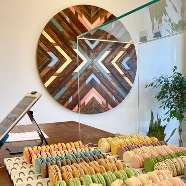 Large round modern geometric wood wall art