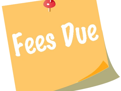 Sticky note with the message 'Fees Due' pinned.