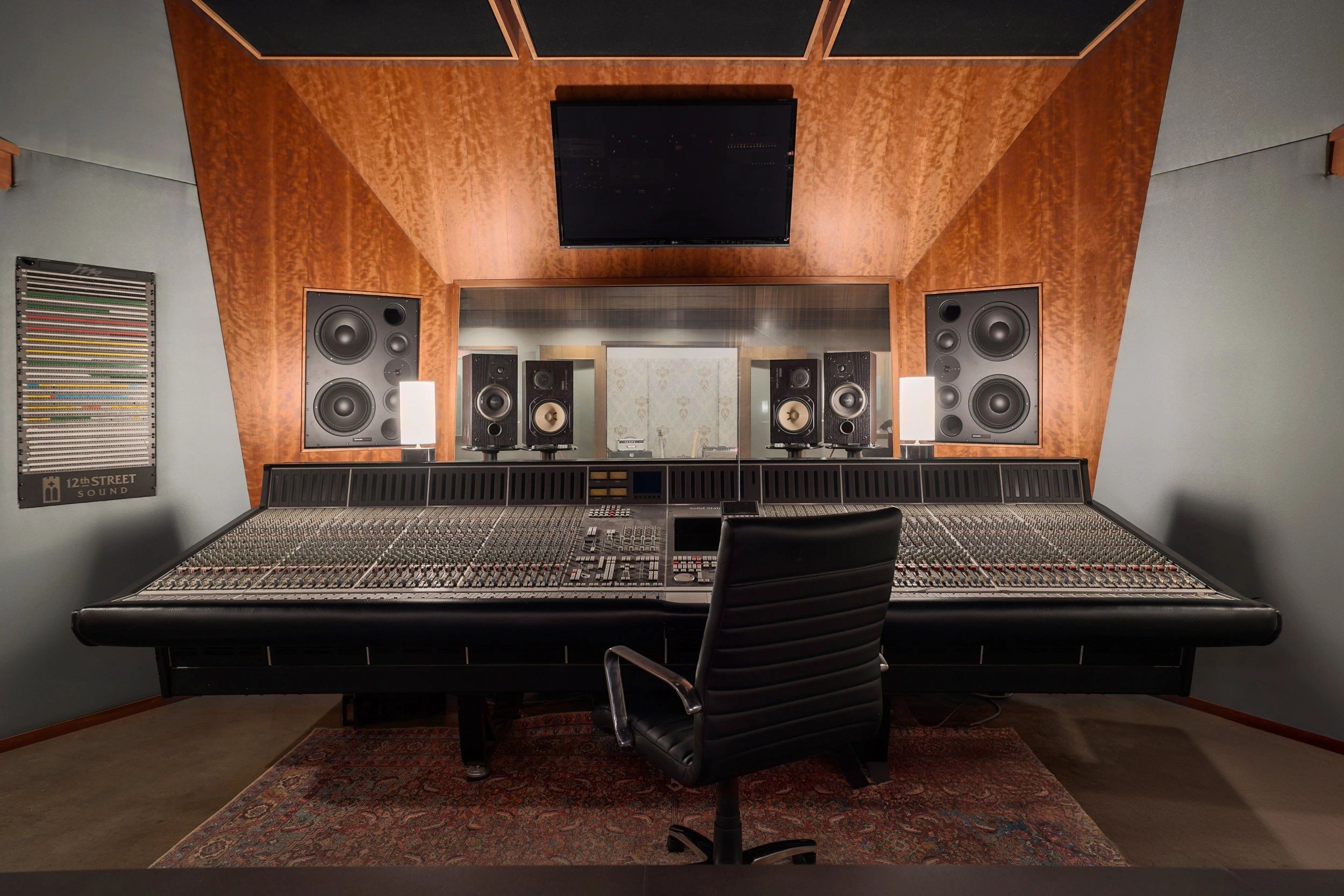 Recording studio interior for 12th Street Sound