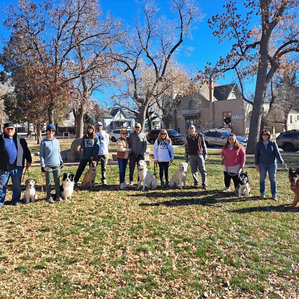 Example of one of our training classes on a trail walk in Colorado Springs!