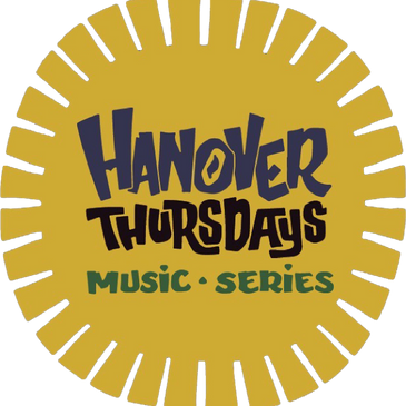 Logo for Hanover Thursdays Music Series with stylized text on a golden background.