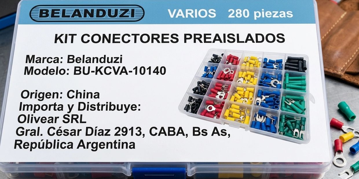 Kit de conectores preaislados Belanduzi con 280 piezas de varios colores.