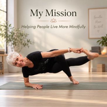 Senior woman practicing yoga, promoting mindfulness.
