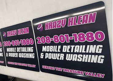 Sign for Krazy Klean mobile detailing and power washing.