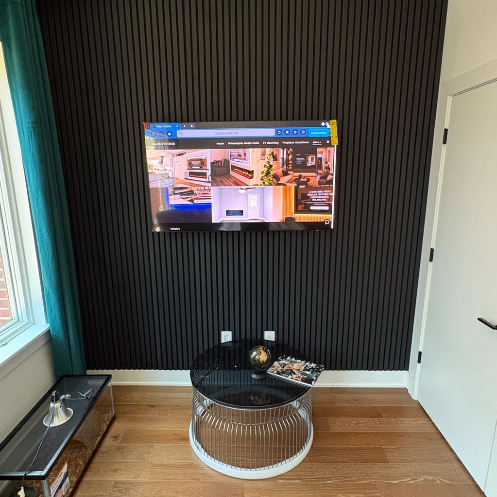 Black slack panel wall with wire concealment 