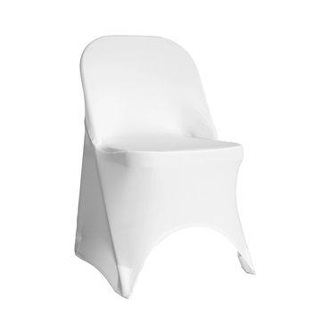 White chair covered with a fitted fabric cover.