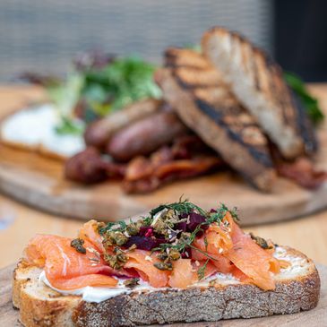 salmon toast with microgreens