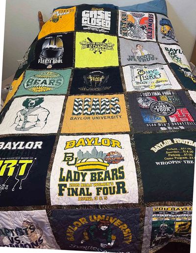 Custom Made T-Shirt Quilt made with Baylor University t-shirts.