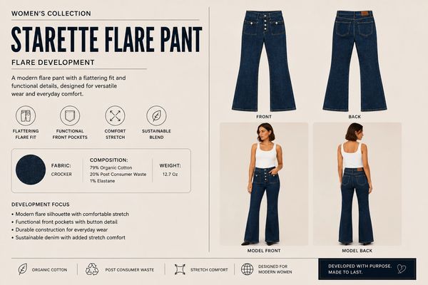 Women's flare jeans with a flattering fit and functional front pockets.