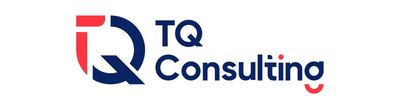 Logo of TQ Consulting with modern design in blue and red.