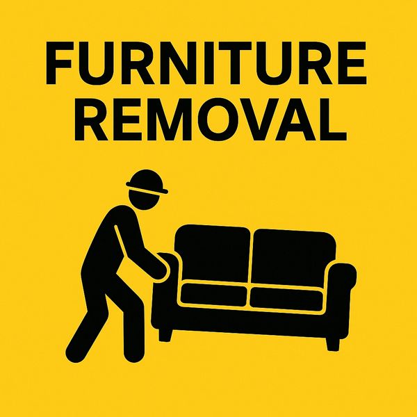 Furniture removal service with items being loaded for disposal.