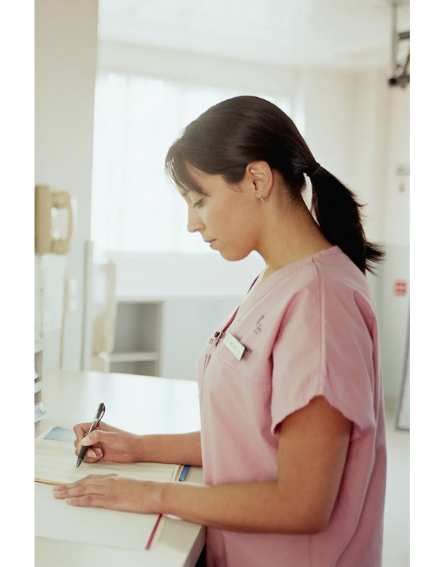 Nurse updating records