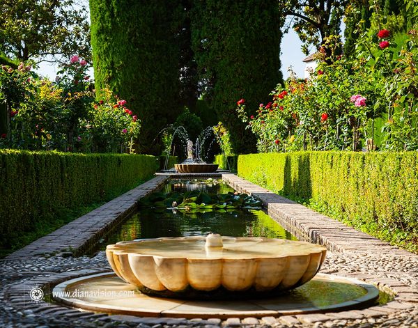 Mediterranean Garden, Roses Pool, Fountains, Generalife, Serenity