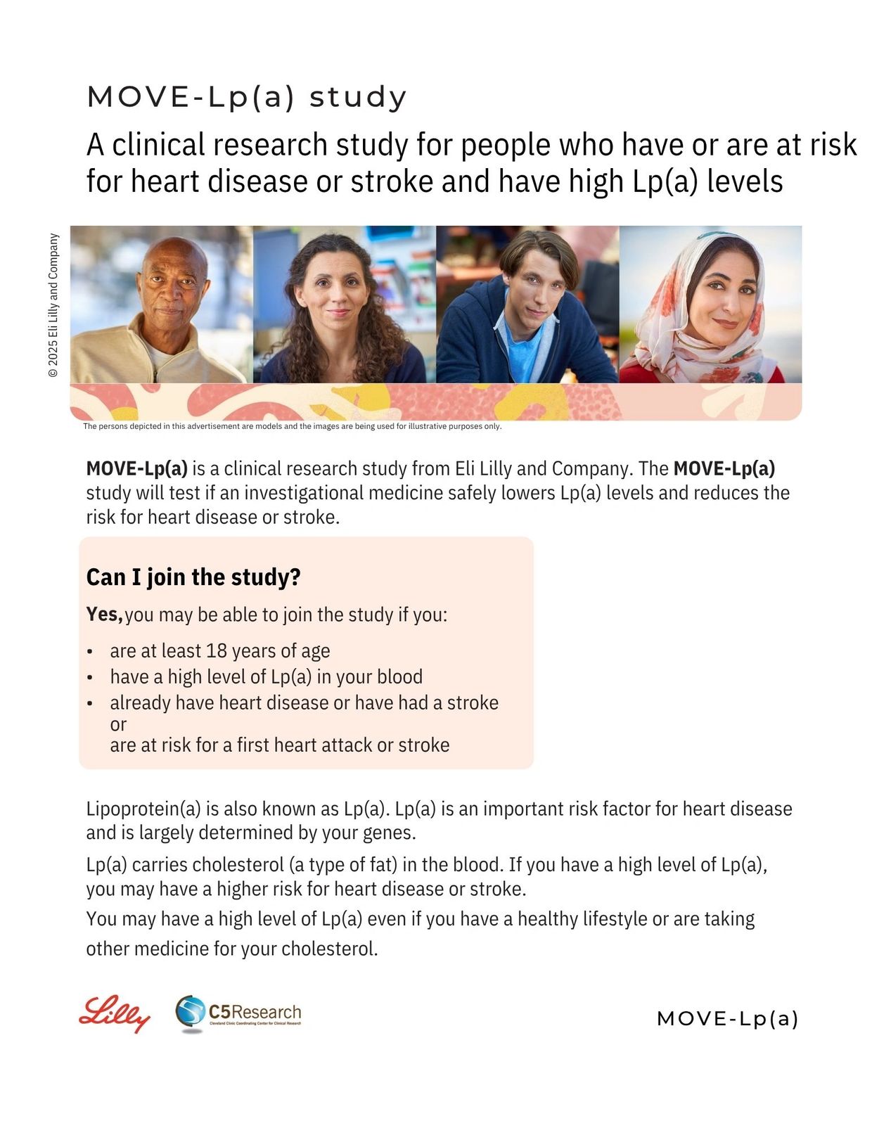 Clinical research study for high Lp(a) levels and heart disease risk.