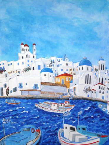 Naoussa, Paros Island Greece
watercolor 17x24