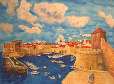 Dubrovnik harbor  watercolor 17x24