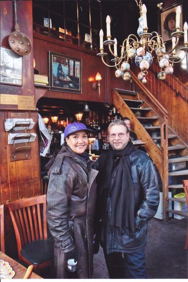 Veronica and I at Cafe 't Papeneiland in Amsterdam