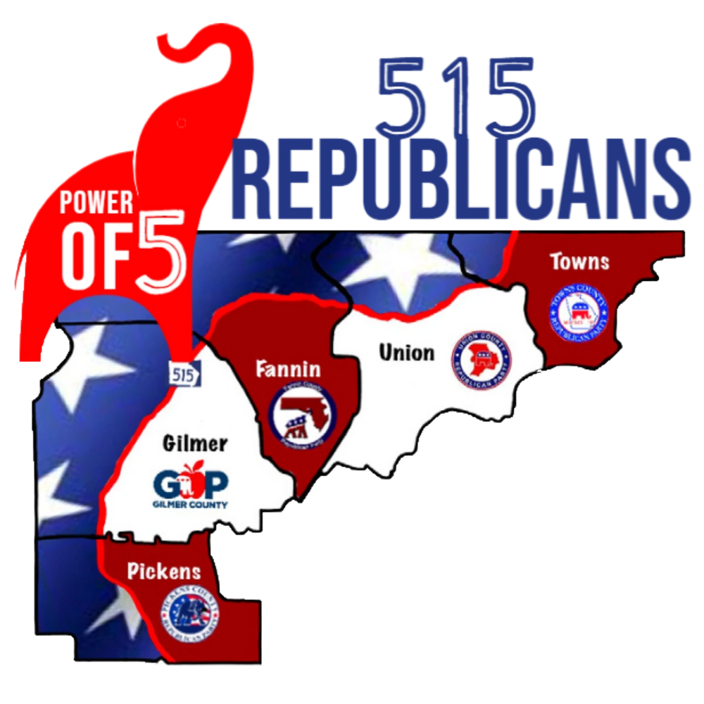 Map highlighting five counties with Republican power in the 515 area.