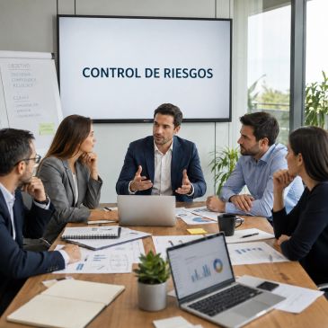 Reunión de trabajo sobre control de riesgos.