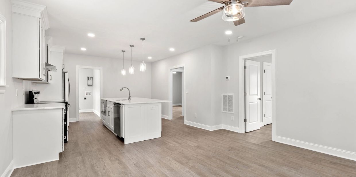 Residential home and kitchen remodel featuring modern design and finishes.