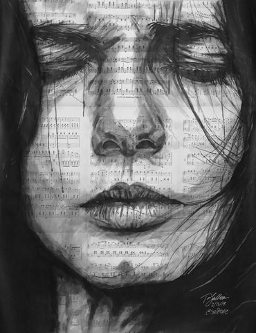 art artist paint painting ink wash vintage anguish pain sad sadness depression depressed agony portr