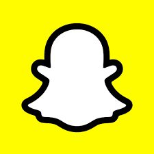 Snapchat ghost logo on a yellow background.