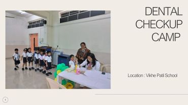 Children lined up for a dental checkup at Vikhe Patil School.