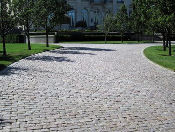 Belgian Block curbing and cobblestone driveway installation in North Jersey.