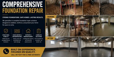 Comprehensive foundation repair service with before and after images.