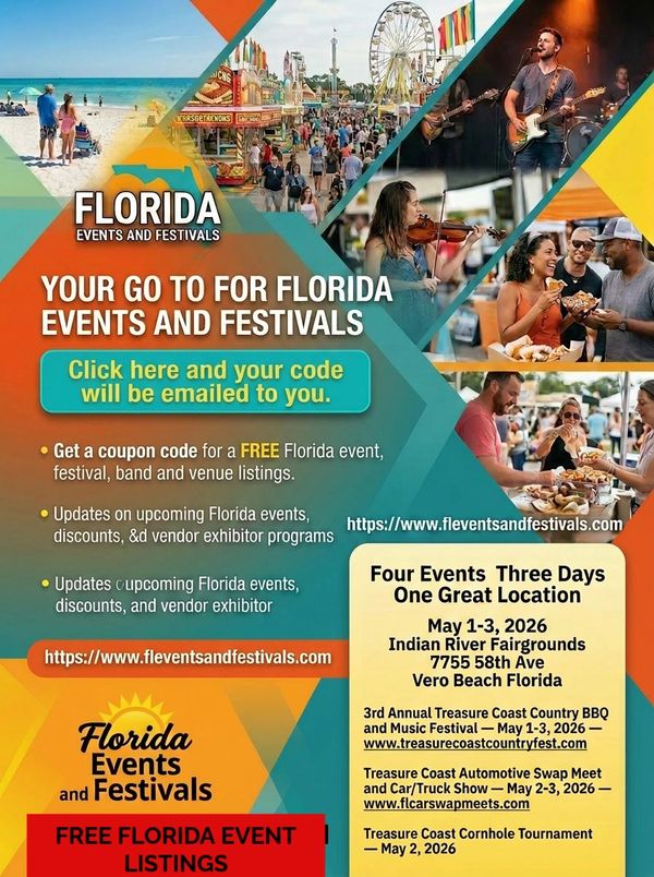 Florida events and festivals promotion with free event listings and upcoming event details.