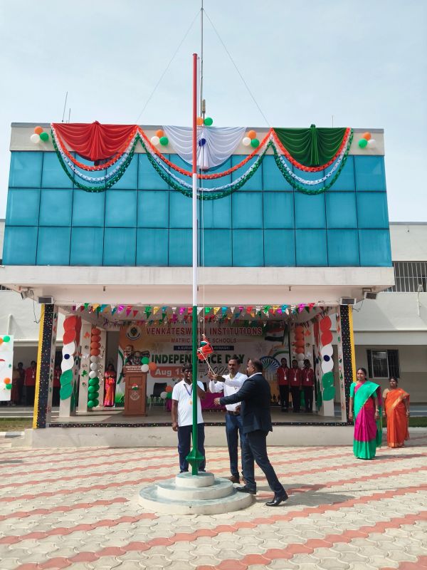 Flag hoisting ceremony on Independence Day.
