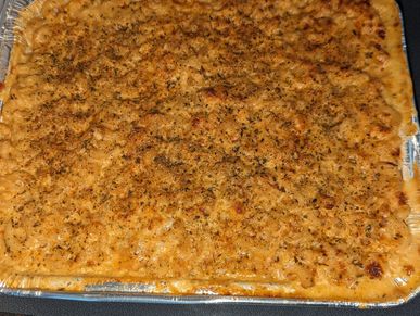Mac n cheese prepared southern style
Cream cheese 
Mozzarella 
Cheddar and smoked Gouda 