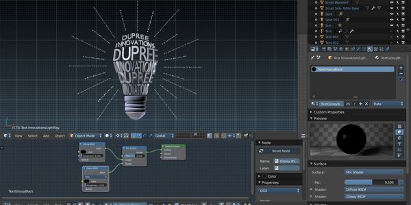 A screen shop of 3D software creating a business 3D logo