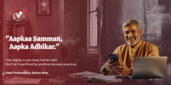 Smiling man using phone and laptop with message about dignity and ethical recovery.