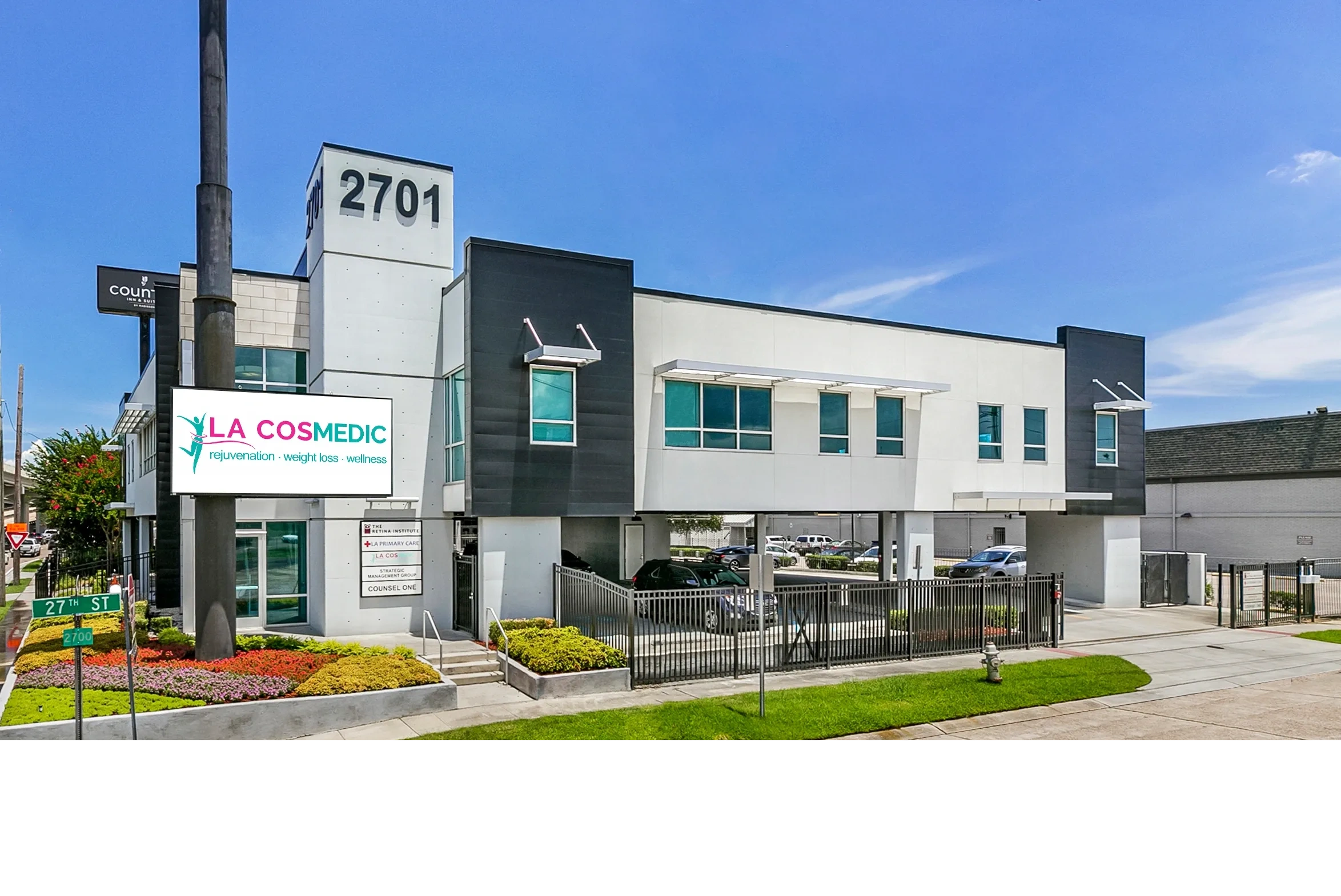 Clean, professional medical spa treatment room with neutral tones at La Cosmedic in Metairie
